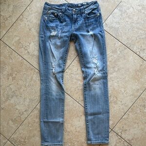 Signature Blue Skinny Jeans with Faded Distressing